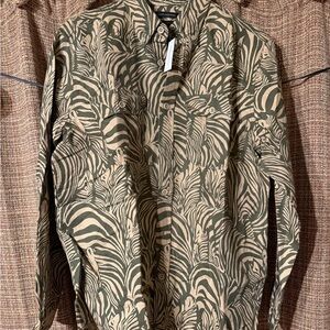 Banana Republic Sand Brown Zebra Print Button Down